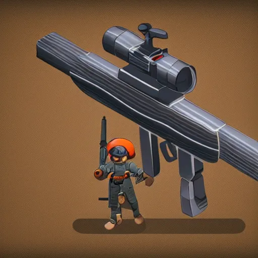 Image similar to isometric concept art of sniper gun that look like a toy