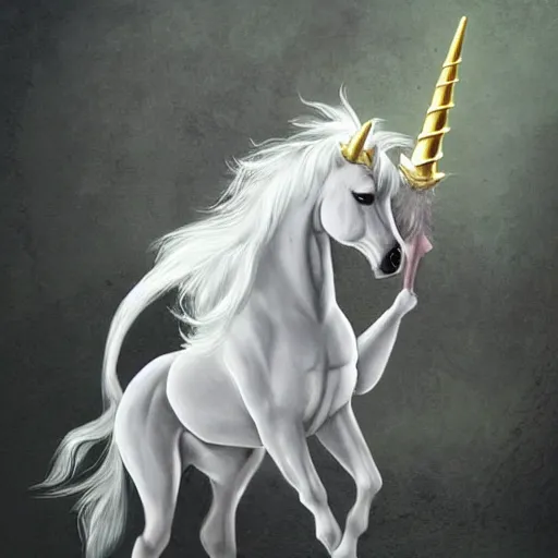 Image similar to a small fierce pet unicorn, fantasy art