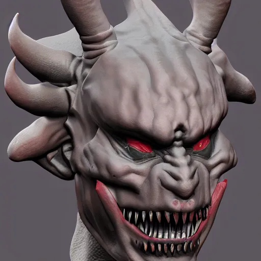 Prompt: detailed zbrush sculpt of a demon with horns and sharp teeth