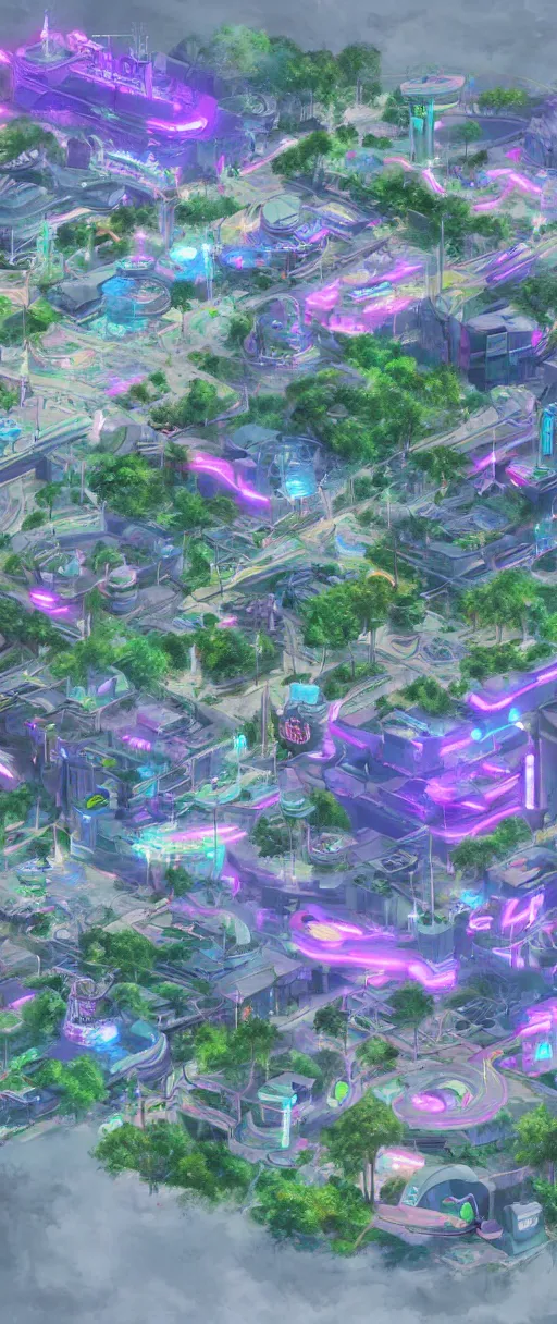 Image similar to a beautiful drawing of small section of a future funk space city, unreal engine