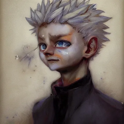 Prompt: killua zoldyck by esao andrews and rembrandt