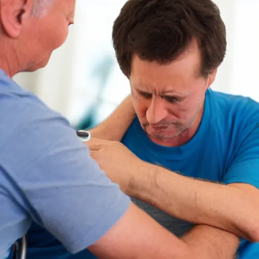 Image similar to a man having his blood pressure taken