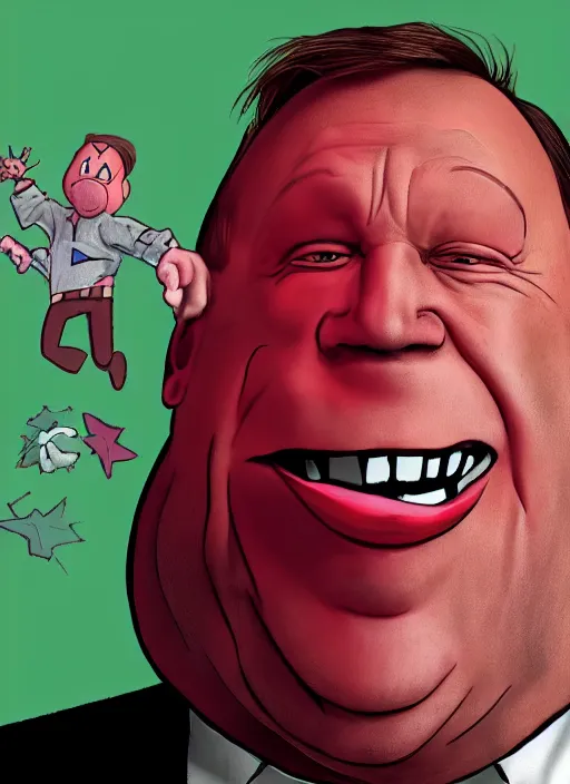 Prompt: A hyper realistic ultra realistic photograph of Alex Jones screaming dressed as kirby by Brandon Scott Hugh, detailed, photorealistic imagery, 8k quality