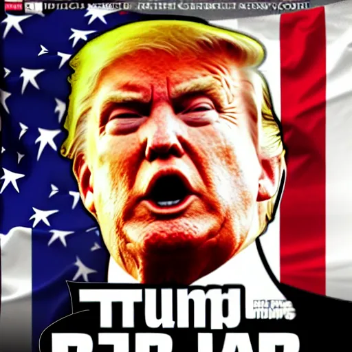 Image similar to angry donald trump. gta v cover art.