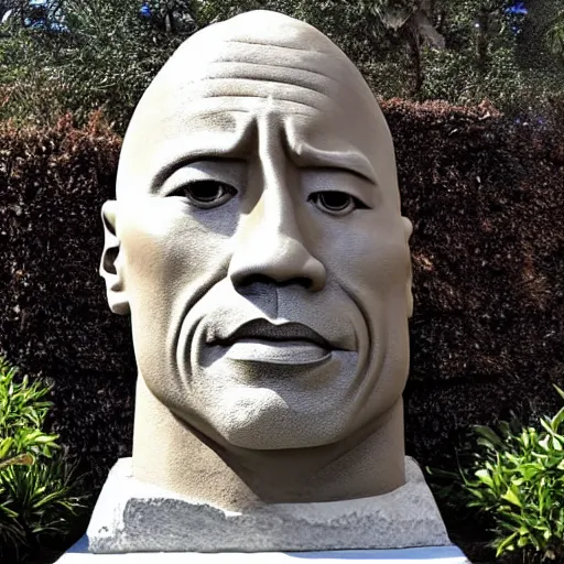 Prompt: stone sculpture of dwayne johnson