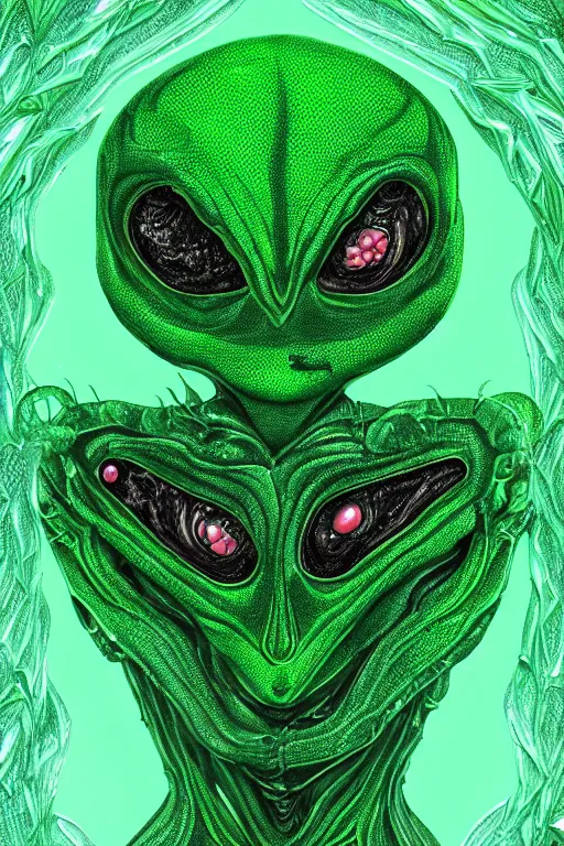 Image similar to green alien made of jello, symmetrical, highly detailed, digital art, sharp focus, trending on art station, anime art style