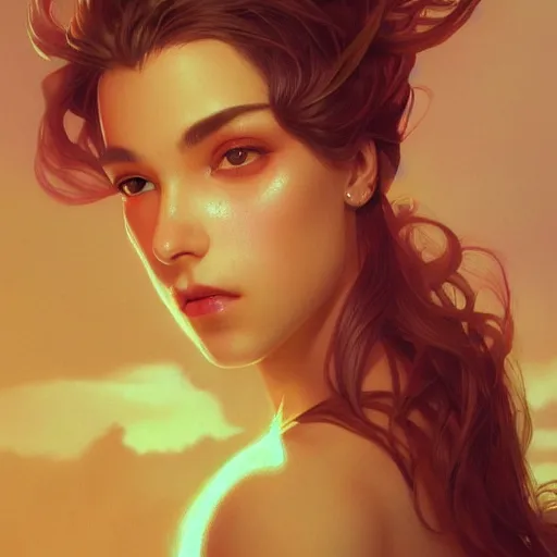 Image similar to surreal beautiful young woman, detailed gorgeous face, sad eyes, vaporwave aesthetic, synthwave , digital painting, artstation, concept art, smooth, sharp focus, illustration, art by artgerm and greg rutkowski and alphonse mucha