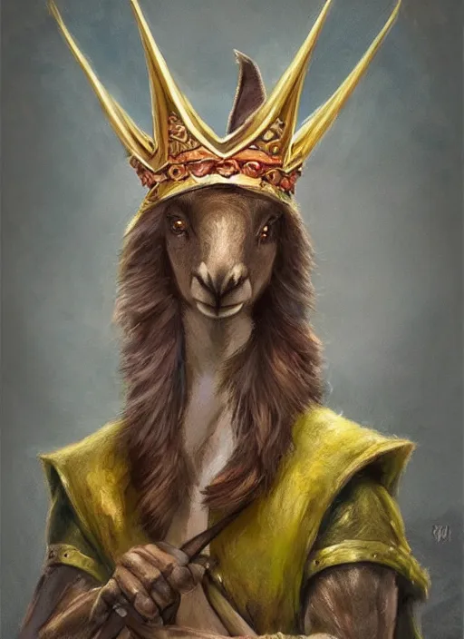 Image similar to kangaroo wearing a crown, dndbeyond, bright, colourful, realistic, dnd character portrait, full body, pathfinder, pinterest, art by ralph horsley, dnd, rpg, lotr game design fanart by concept art, behance hd, artstation, deviantart, hdr render in unreal engine 5