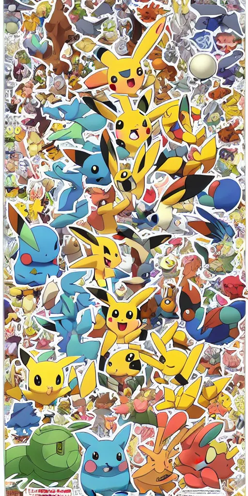 Image similar to beautiful pokemon, by ken sugimori, warm colors, cozy, sticker sheet, planner stickers