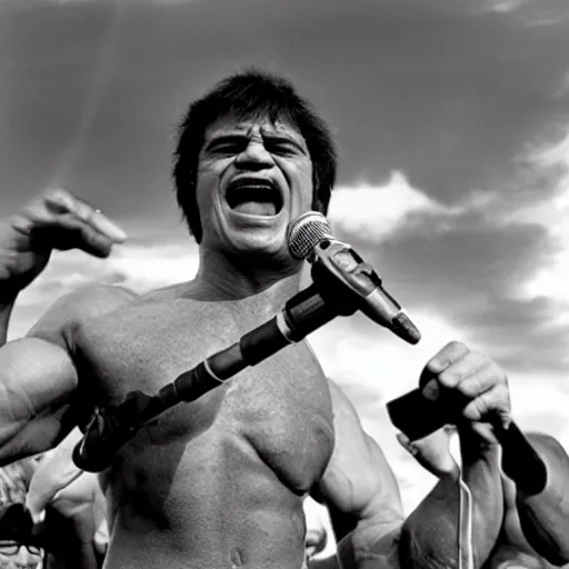 Image similar to hulk performing at woodstock