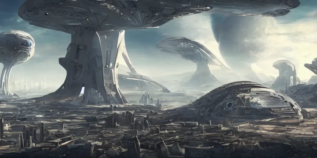 Prompt: Futuristic Civilization on an exo planet, detailed, realistic, cinematic