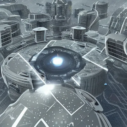 Image similar to a futuristic city in the middle of space!