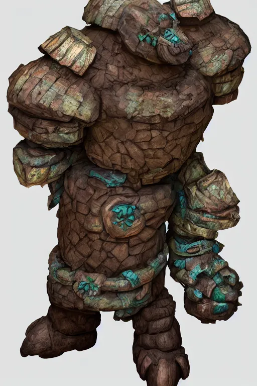 Image similar to zelda fantasy art giant golem troll wood rock greeble gemstone, global illumination ray tracing hdr fanart arstation by sung choi and eric pfeiffer and gabriel garza and casper konefal