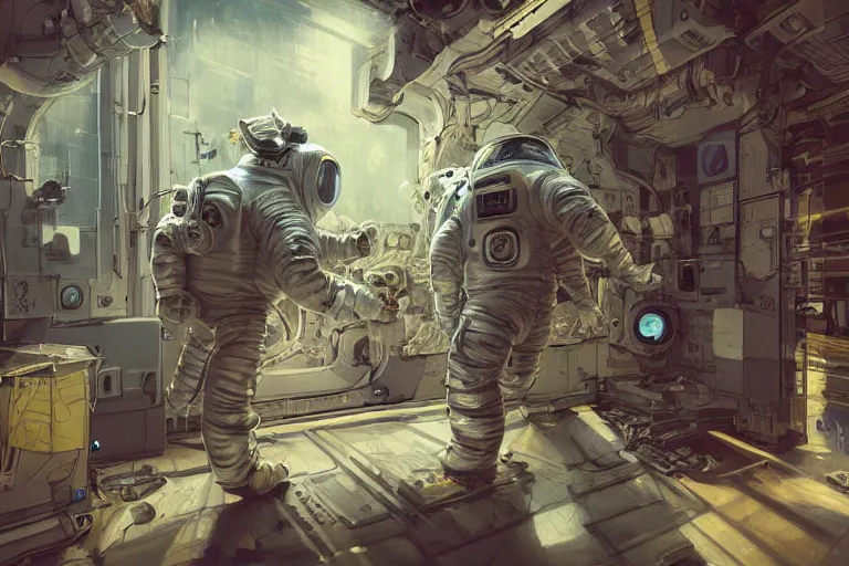 Image similar to hyperrealistic photography of a machine entering an astronaut host in the style of Jin Kagetsu, James Jean and wlop, highly detailed, sharp focus, intricate concept art, digital painting, ambient lighting, deep colors, 4k, artstation