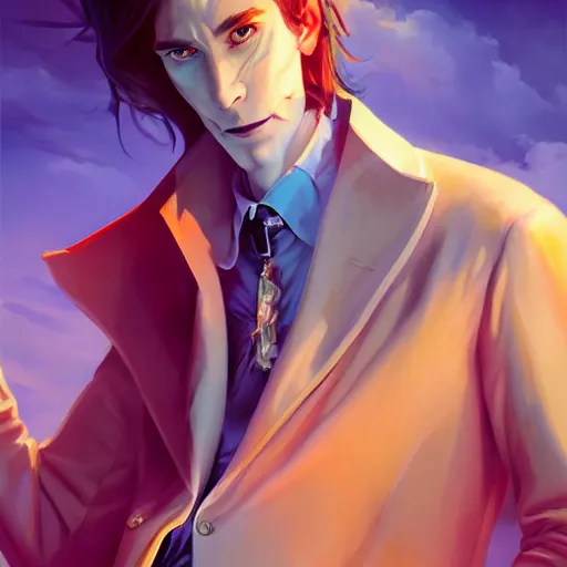 Image similar to portrait of dorian gray, hedonistic, retrowave, behance hd, concept art by jesper ejsing, by rhads, makoto shinkai cyril rolando, madgwick