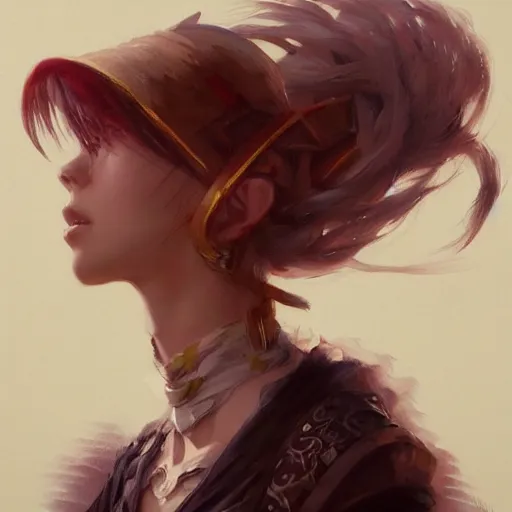 Prompt: anime mage vogue, intricate oil painting by greg rutkowski, trending on artstation, side profile