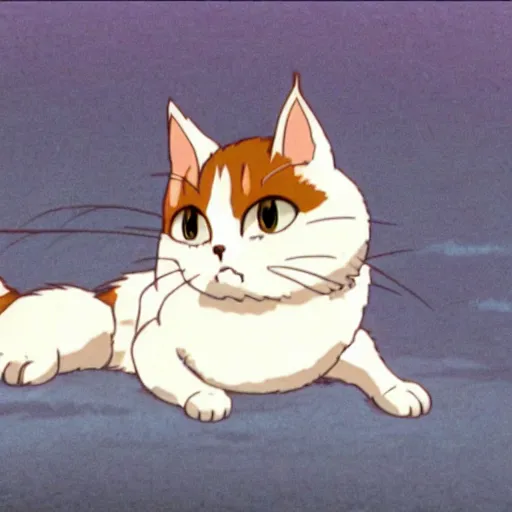 Prompt: a cute calico cat dreaming about taking over the world, studio ghibli