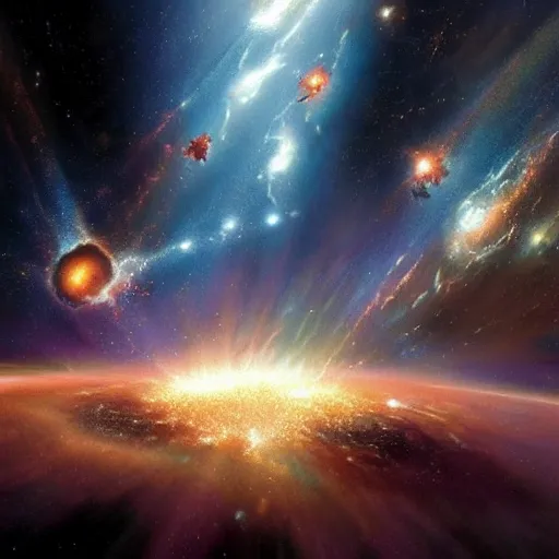 Prompt: planet earth exploding, space, hubble telescope, beautiful, explosion, craig mullins