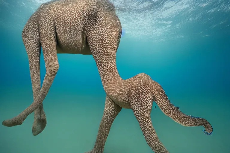 Image similar to underwater photo tentacle shaped legs jiraffe by national geographic