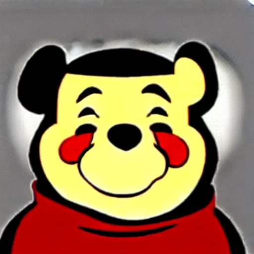 Image similar to Winnie the Pooh with the face of Xi Jinping, cartoon, caricature