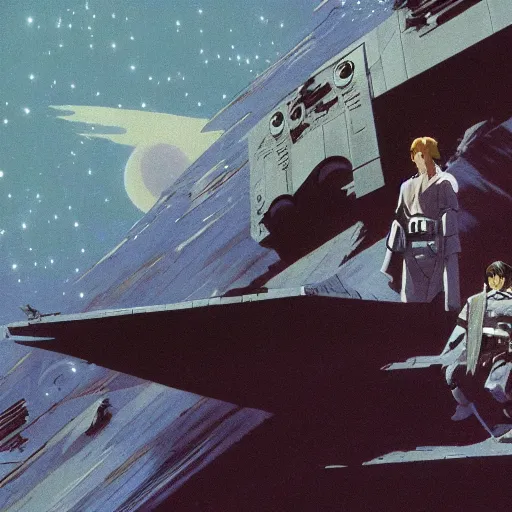 Prompt: film still of Star Wars Return of the Jedi Artwork by Dice Tsutsumi, Makoto Shinkai, Studio Ghibli