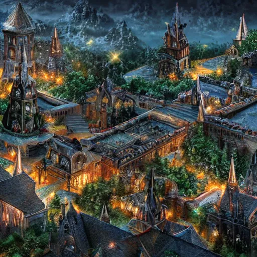 Image similar to elven city, highly detailed, 4k, HDR, award-winning, close up cinematic