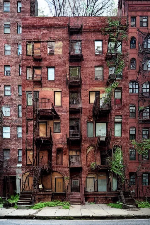 Image similar to (((((a ramshackle Manhattan brick brownstone deep in the forest))))) by Amin Faramarzian!!!!!!!!!!!!!!!!!!!!!!!!!!!