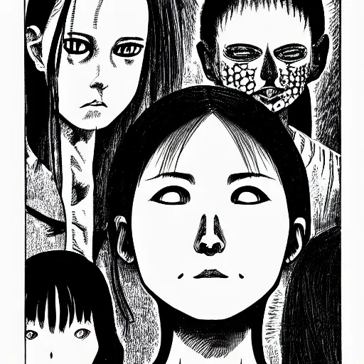 Image similar to human portrait, minimalistic by junji ito