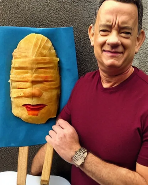 Image similar to tom hanks as a tamale, human face made out of a tamale