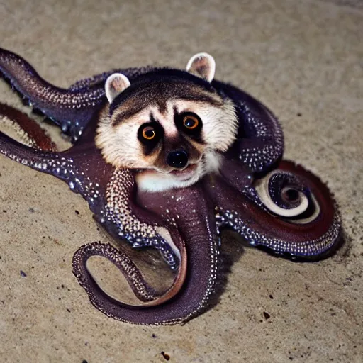 Image similar to photo of an octopus that looks like a raccoon