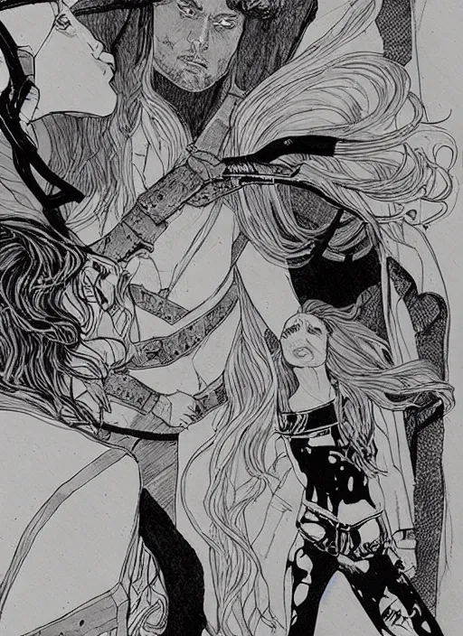 Image similar to thor, art by kaethe butcher and moebius, details
