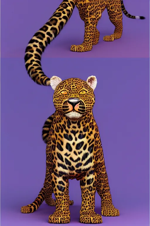 Prompt: 8K UHD Redshift render, Poser, 🐾wave, 🙀facecore, 🐯punk leopard panther, long wavy fur, bright eyes, long fangs, medium full shot, animal photography, anime, cartoon, Korean folk art