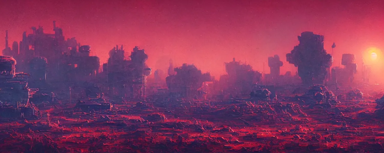 Image similar to ” otherwordly depressing landscape radioactive desolate wasteland, [ cinematic, detailed, epic, widescreen, opening, establishing, mattepainting, photorealistic, realistic textures, octane render, art by paul lehr ] ”