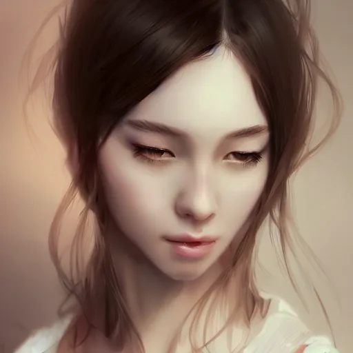 Image similar to a beautiful girl by wlop, closeup headshot, 8 k, closeup, high detailed, smooth, trending on artstation, digital illustration.