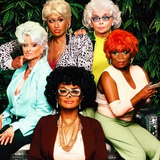 Image similar to worldstar TLC reality TV show about iguanas smoking ganja golden girls mashup