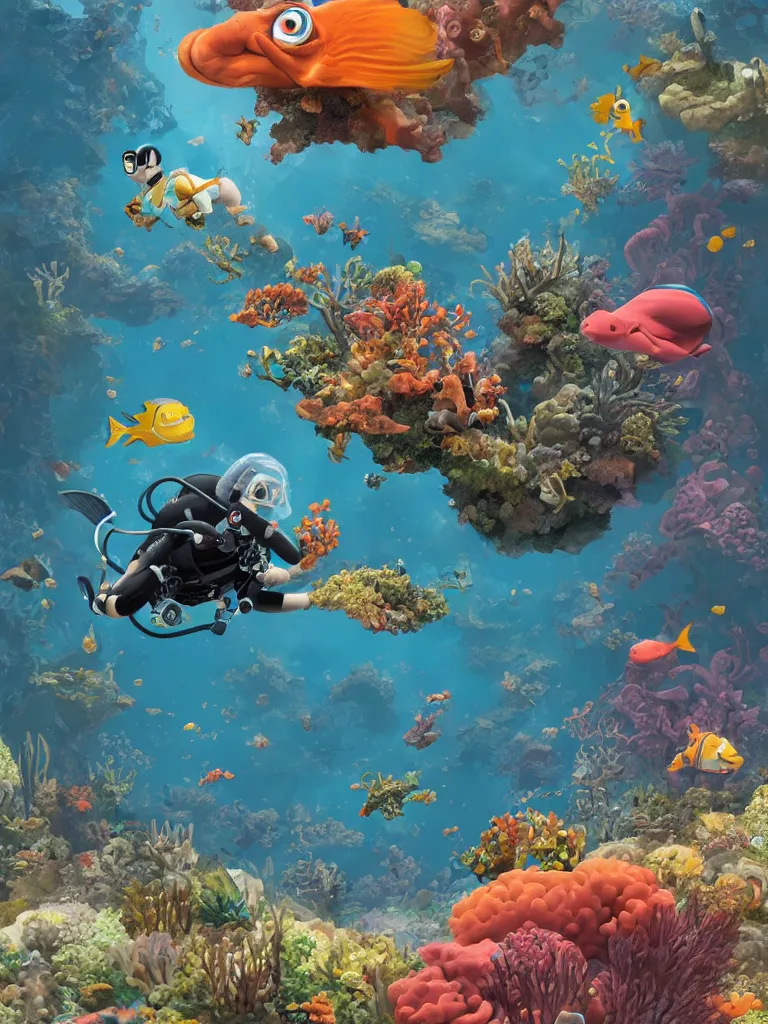 Image similar to scuba diving by disney concept artists, blunt borders, rule of thirds