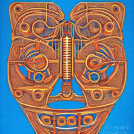 Image similar to intricate symmetrical art of fruit robot by go nagai