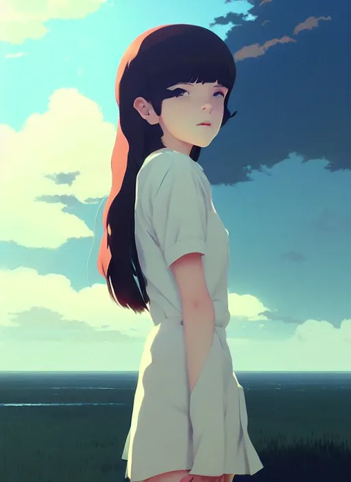 Image similar to portrait of a girl by ilya kuvshinov, cloudy sky background lush landscape illustration concept art anime key visual trending pixiv fanbox by greg rutkowski makoto shinkai studio ghibli