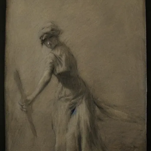 Image similar to ww 1 action heroine by alfred stevens in charcoal