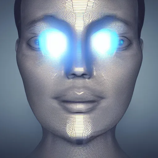 Prompt: a portrait of an abstract face with polygon 3 d. depth of field. lens flare