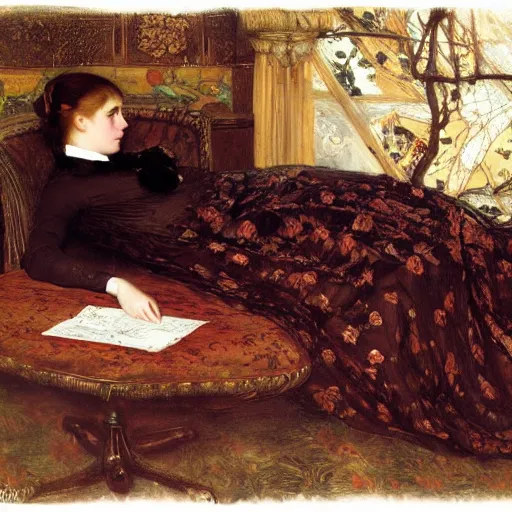 Prompt: by millais, painting of victorian yaiko, 8 k, highly detailed,