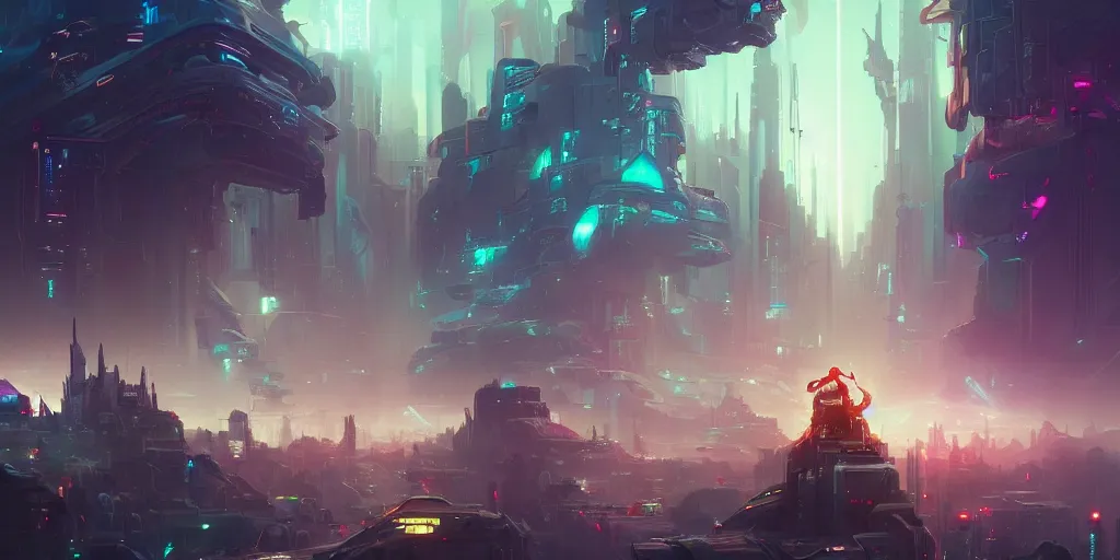 Image similar to cyberpunk world as seen from outer space concept art by pete mohrbacher and artgerm and wlop and greg rutkowski, digital art, highly detailed, intricate, sci-fi, neon colors, sharp focus, Trending on Artstation HQ, deviantart, unreal engine 5, 4K UHD image