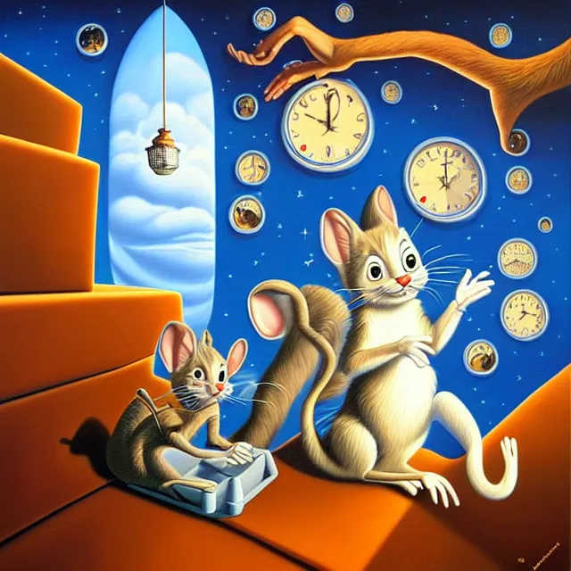 Image similar to an oil on canvas portrait painting of tom & jerry, surrealism, surrealist, cosmic horror, rob gonsalves, high detail