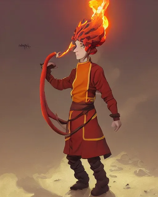 Image similar to [ squidward ] wearing fire nation clothing and practicing firebending outside at susnset, oil painting, highly [ detailed ], intricate, hd, sharp focus, photorealistic, by moebius and greg rutkowski and rossdraws, trending on artstation, trending on cgsociety, realistic shading and lighting