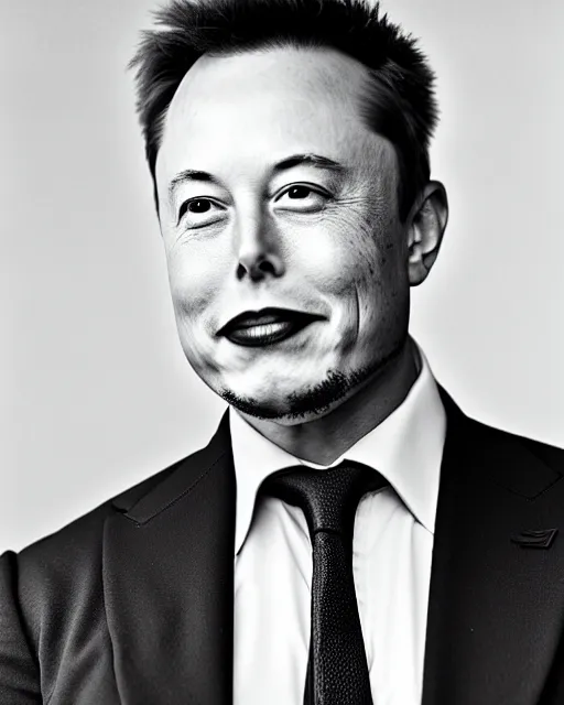 Prompt: A portrait of Elon Musk, highly detailed, trending on artstation, bokeh, 90mm, f/1.4