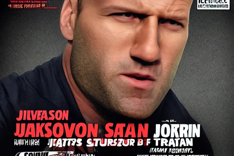 Prompt: overweight jason statham in a track suit, judgmental, graphic novel cover