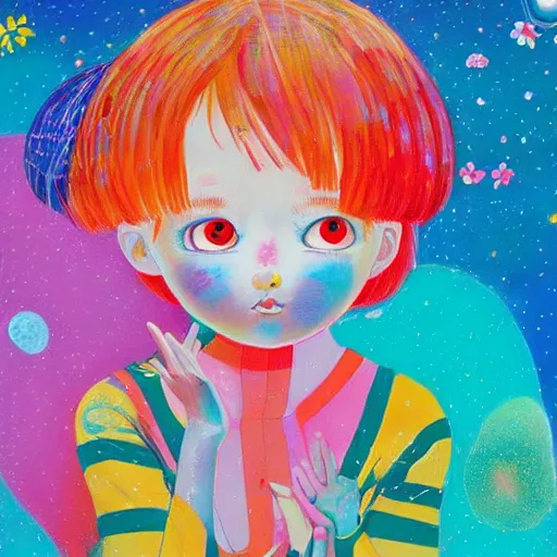 Prompt: Children's Dream in the style of Hikari Shimoda, bright colors, cute, magical