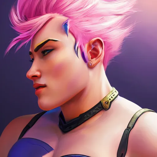 Image similar to zarya from overwatch, highly detailed, digital painting, artstation, sharp focus, illustration, art by tan zi and ayanamikodon and alphonse mucha and wlop