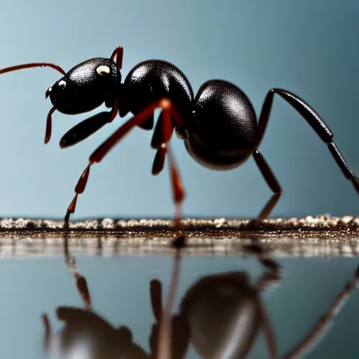 Image similar to a close - up shot of an ant overlooking a poodle of water, photography, hyperdetailed, 4 k