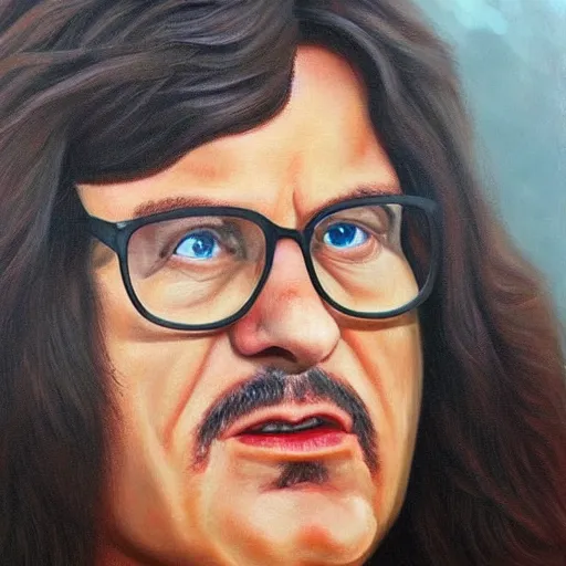 Image similar to Gene Belcher from Bobs Burguer hyperrealistic painting detailed